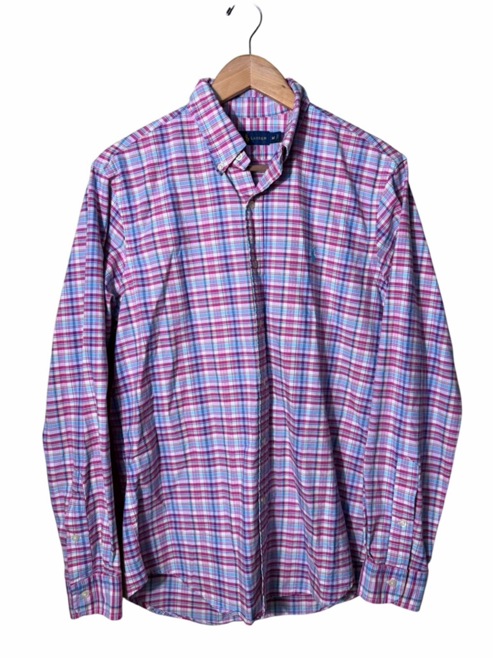 Ralph Lauren Multicolor Plaid Long Sleeve Mens Button Down Shirt Size Medium